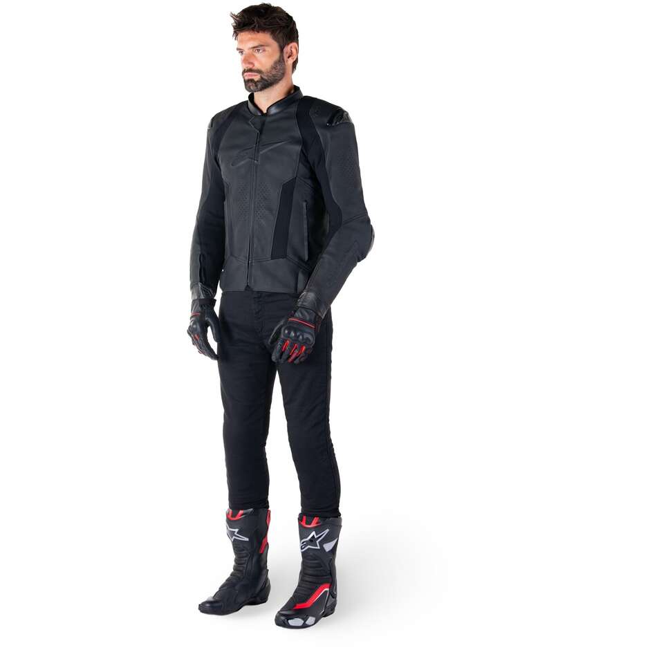 Giubbotto Moto Pelle Alpinestars MISSILE V3 Nero Nero