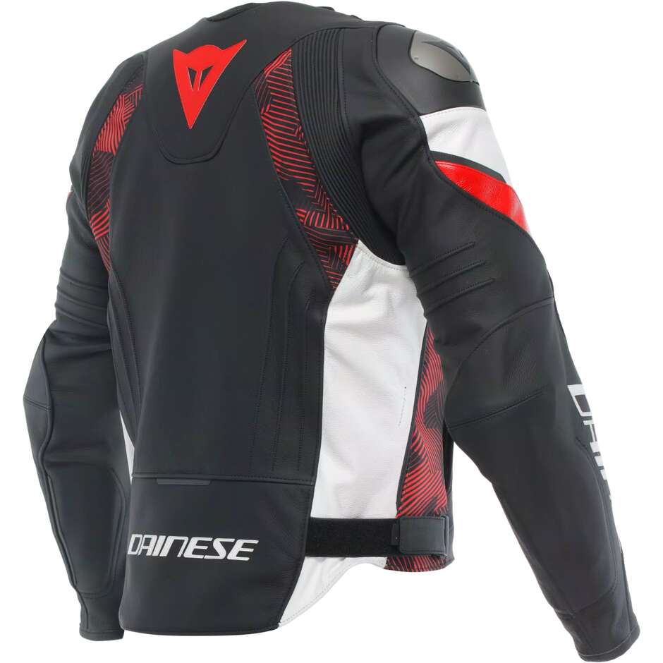 Giubbotto Moto Pelle Dainese AVRO 5 # Nero Rosso Lava Bianco