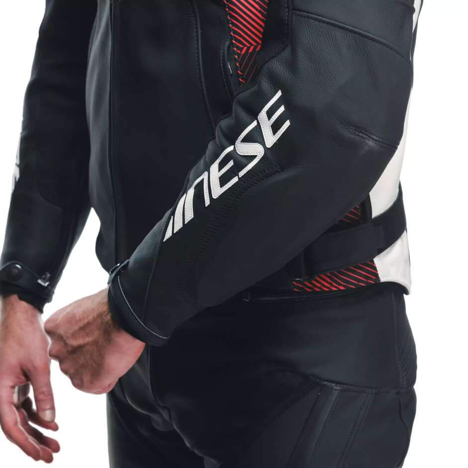 Giubbotto Moto Pelle Dainese AVRO 5 # Nero Rosso Lava Bianco