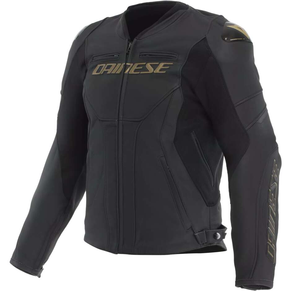 Giubbotto Moto Pelle Dainese RACING 5 # Nero Oro