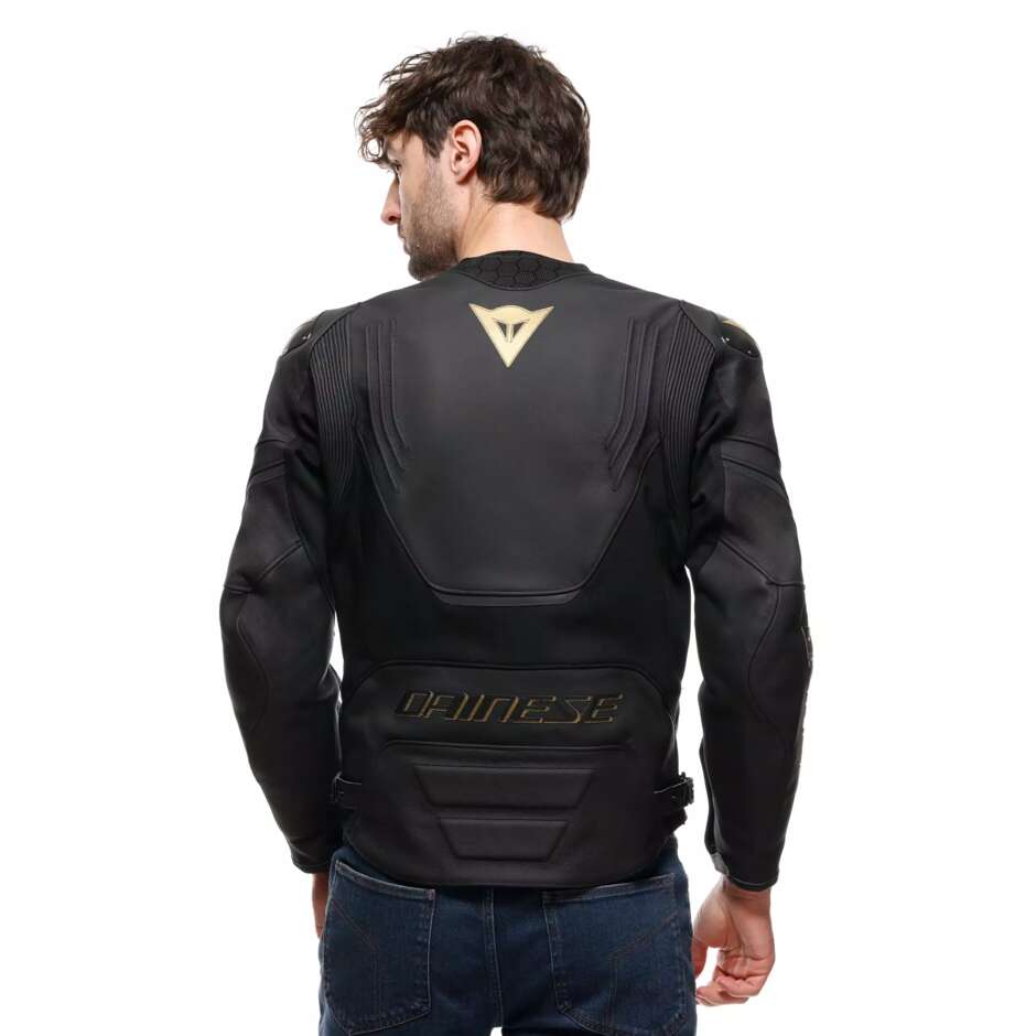 Giubbotto Moto Pelle Dainese RACING 5 # Nero Oro