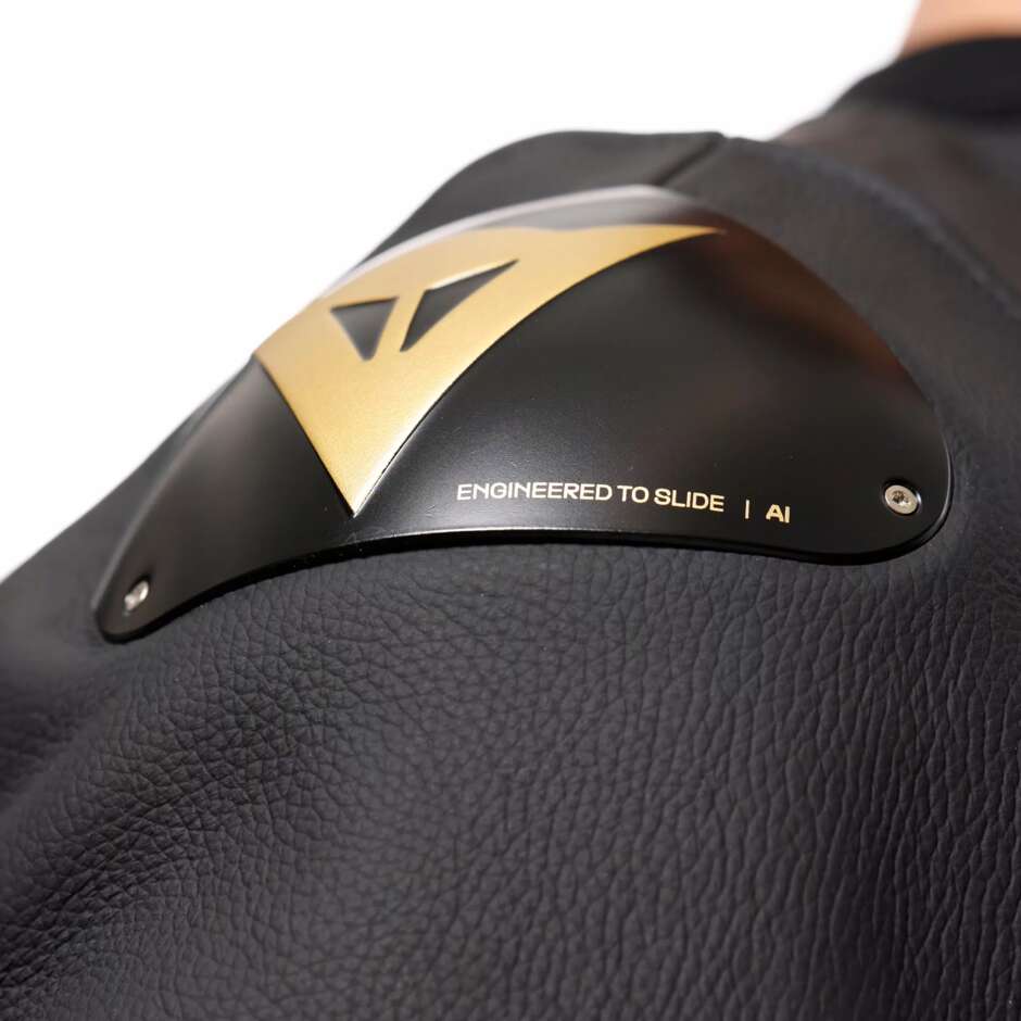 Giubbotto Moto Pelle Dainese RACING 5 # Nero Oro
