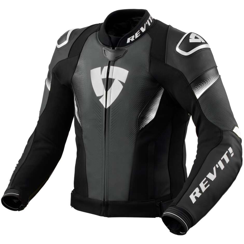 Giubbotto Moto Pelle CONTROL Nero Bianco taglia 50