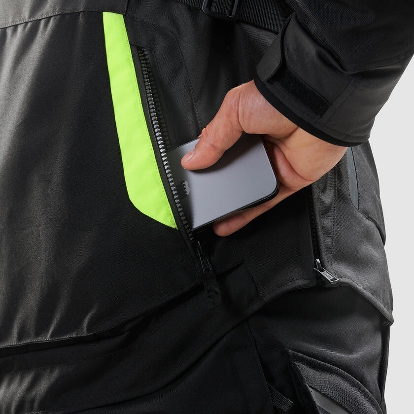 Giubbotto Moto Rebelhorn HIKER IV Nero Antracite Fluo Giallo