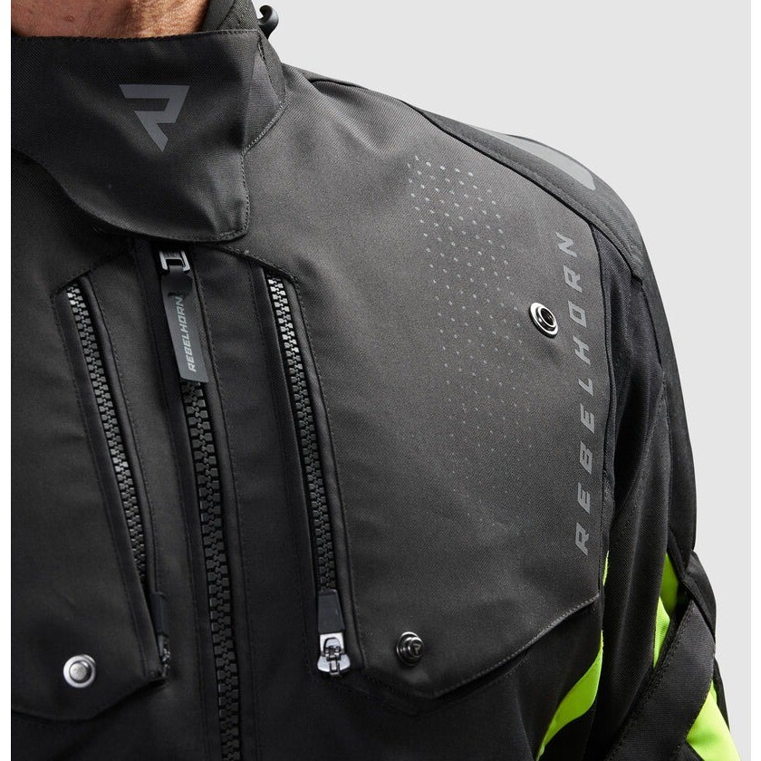 Giubbotto Moto Rebelhorn HIKER IV Nero Antracite Fluo Giallo