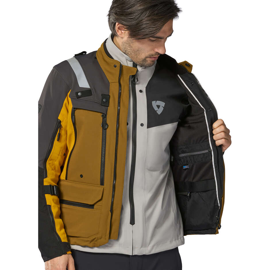 Giubbotto Moto REV'IT Defender 4 GTX Nero Giallo Ocra