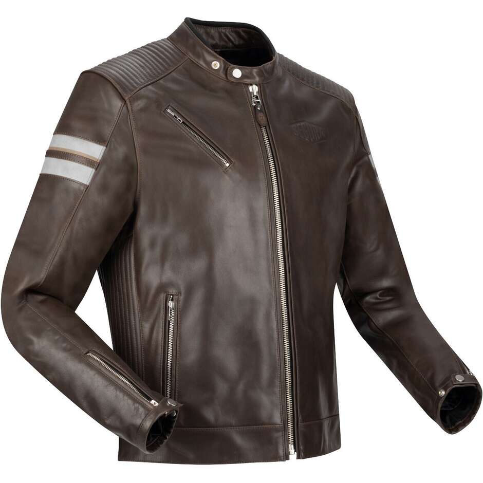 Giubbotto Moto ROMEO Marrone Bianco taglia M