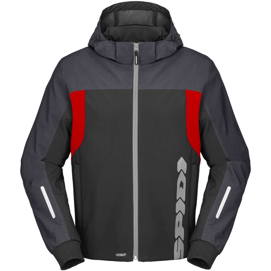 Giubbotto Moto Spidi HOODIE H2OUT II Nero Antracite Rosso fluo