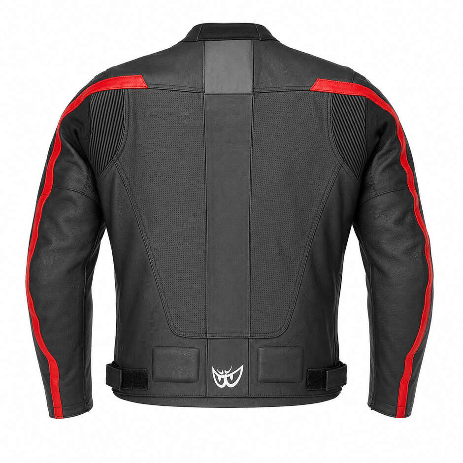 Giubbotto Moto Tecnico Berik 2.0 in Pelle LJ-181377 Nero Rosso