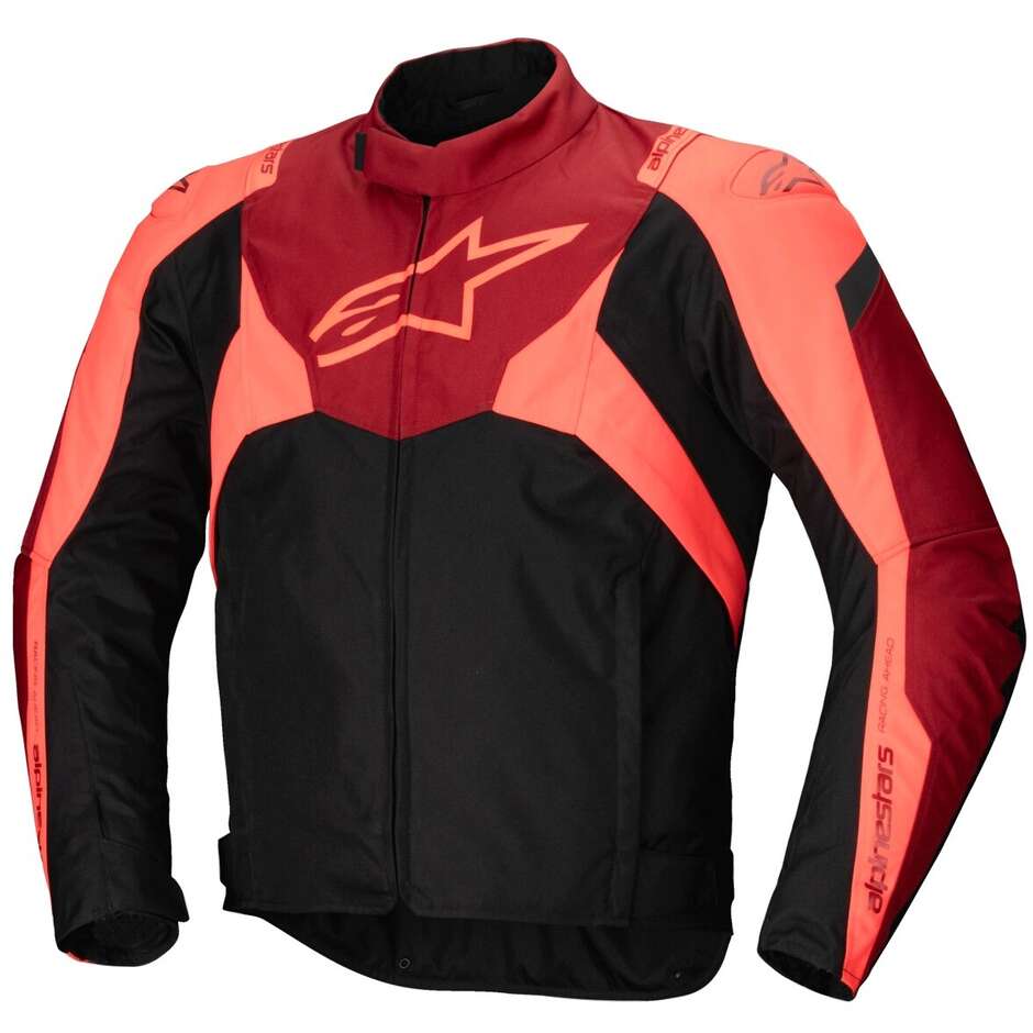 Giubbotto Moto Tessuto Alpinestars T-JAWS V4 WP Nero Rosso Fluo Scuro Rosso