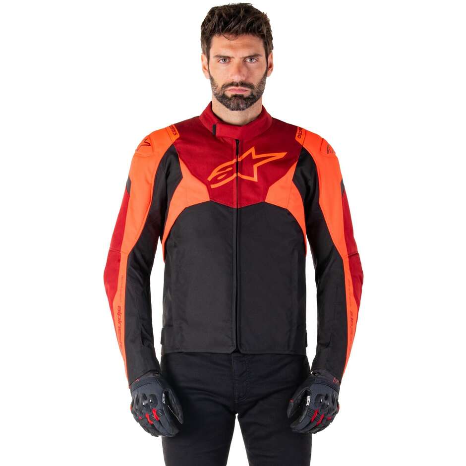 Giubbotto Moto Tessuto Alpinestars T-JAWS V4 WP Nero Rosso Fluo Scuro Rosso