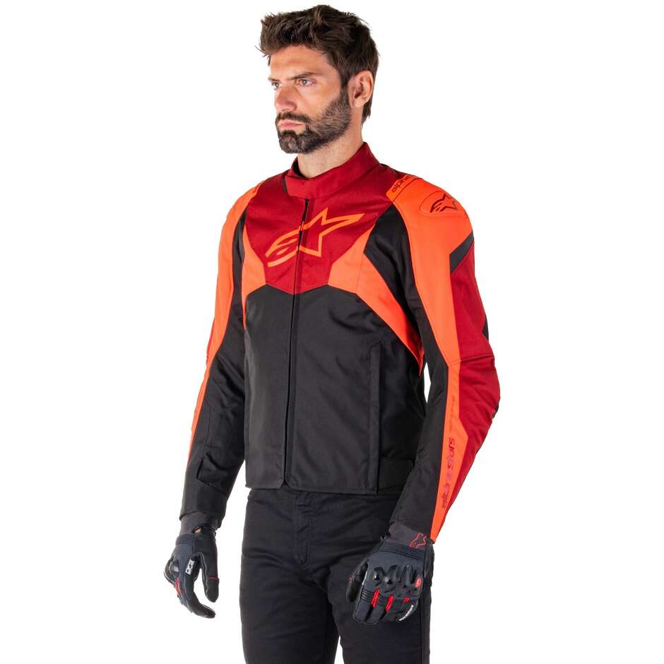Giubbotto Moto Tessuto Alpinestars T-JAWS V4 WP Nero Rosso Fluo Scuro Rosso