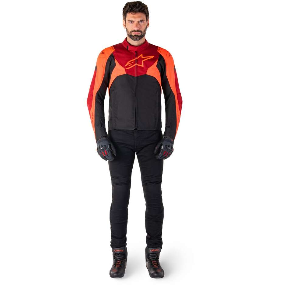Giubbotto Moto Tessuto Alpinestars T-JAWS V4 WP Nero Rosso Fluo Scuro Rosso