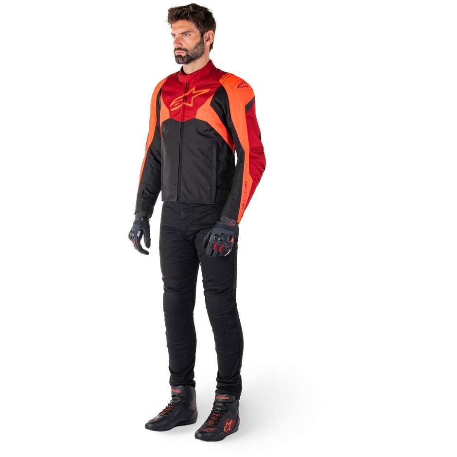 Giubbotto Moto Tessuto Alpinestars T-JAWS V4 WP Nero Rosso Fluo Scuro Rosso