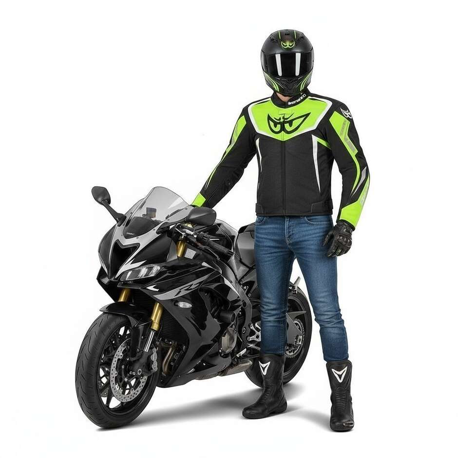Giubbotto Moto Tessuto Tecnico Berik 2.0 NJ-173302 Nero Giallo Fluo