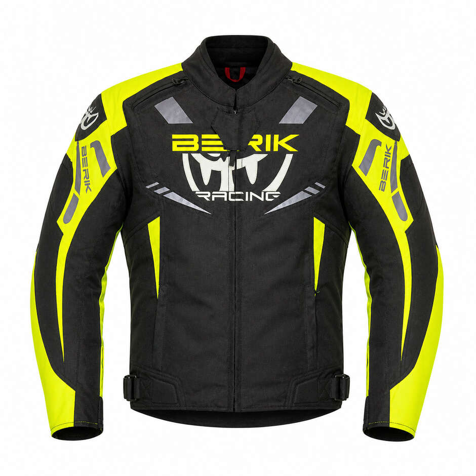 Giubbotto Moto Tessuto Tecnico Berik 2.0 NJ-253302 Nero Giallo Fluo Bianco