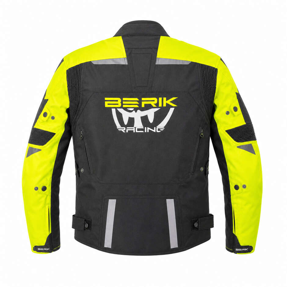 Giubbotto Moto Tessuto Tecnico Berik 2.0 NJ-253302 Nero Giallo Fluo Bianco
