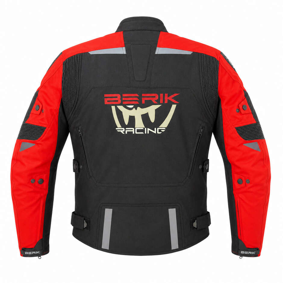 Giubbotto Moto Tessuto Tecnico Berik 2.0 NJ-253302 Nero Rosso Fluo Bianco