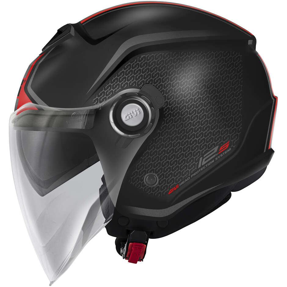 Givi 12.5F GRAPHIC TOUCH Jet Motorcycle Helmet Matt Black Red