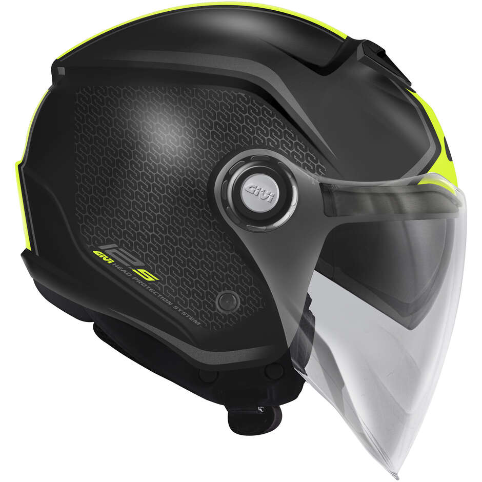 Givi 12.5F GRAPHIC TOUCH Jet Motorcycle Helmet Matt Black Yellow
