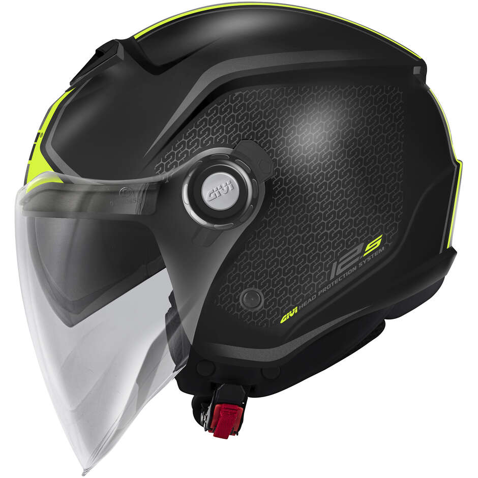 Givi 12.5F GRAPHIC TOUCH Jet Motorcycle Helmet Matt Black Yellow