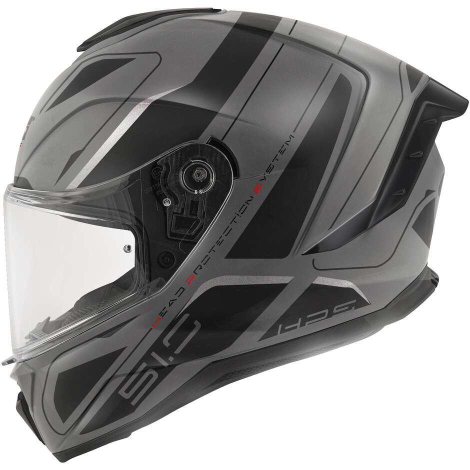 Givi 51.0 Ghost Integralhelm für Motorräder, Schwarz, Silber, Rot