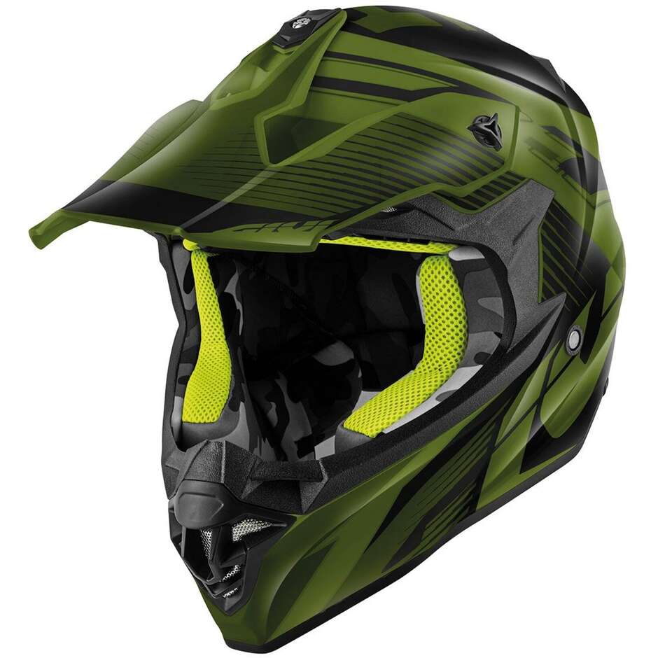Givi 60.1 FRESH Cross Enduro Motorcycle Helmet Black Military Green Yellow