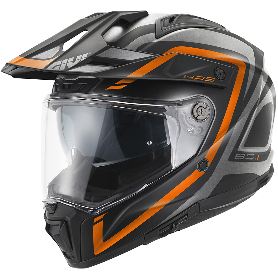 Givi 80.1 APEX Fiber Off-Road Motorcycle Helmet Matt Titanium Black Orange