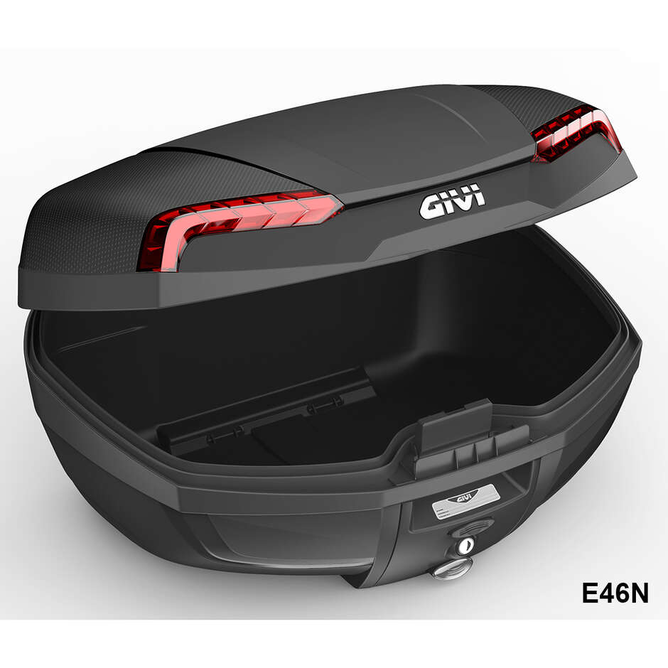 GIVI E46 Tech Riviera Motorcycle Top Case 46 Liters Black With Red Reflectors