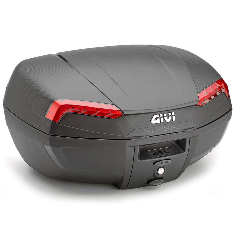 GIVI E46 Tech Riviera Motorcycle Top Case 46 Liters Black With Red Reflectors