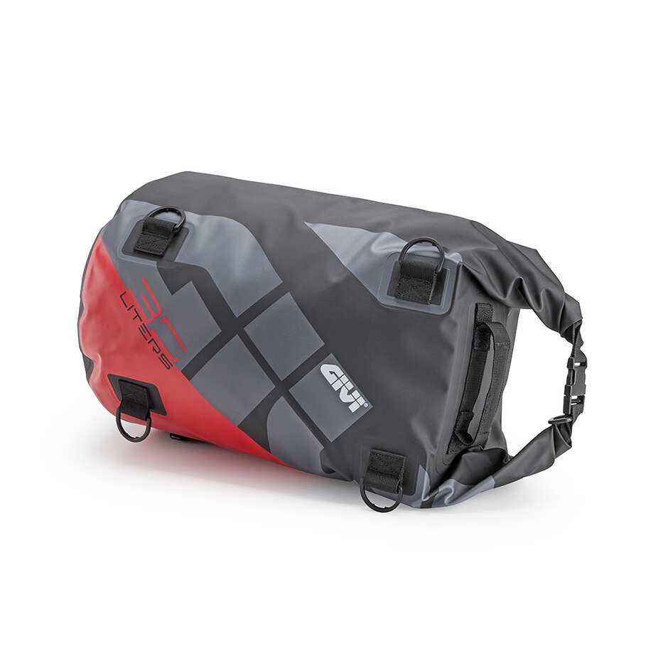 GIVI EA1114GRB Waterproof 30L Saddle or Luggage Rack Roll Cargo Bag Grey Red