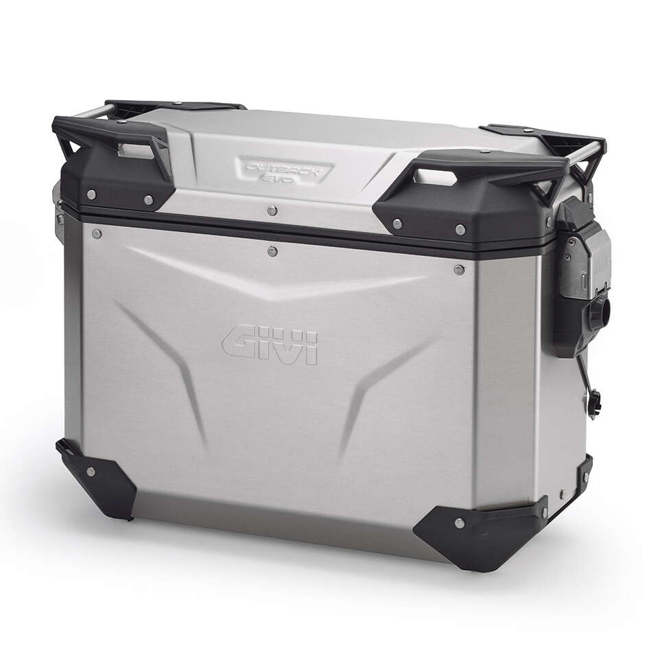 Givi OBKEV37 TREKKER OUTBACK EVO SMART Security Lock  Valise latérale gauche en aluminium naturel - Monokey Cam-Side