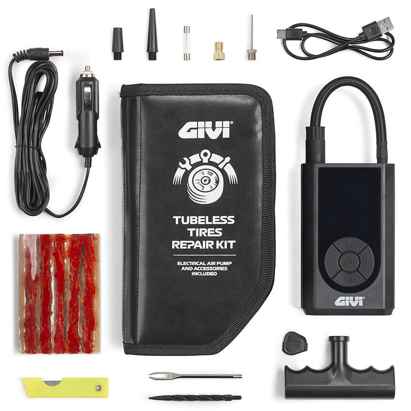 Givi S451 Motorcycle Tire Repair Kit with Rechargeable Battery Compression