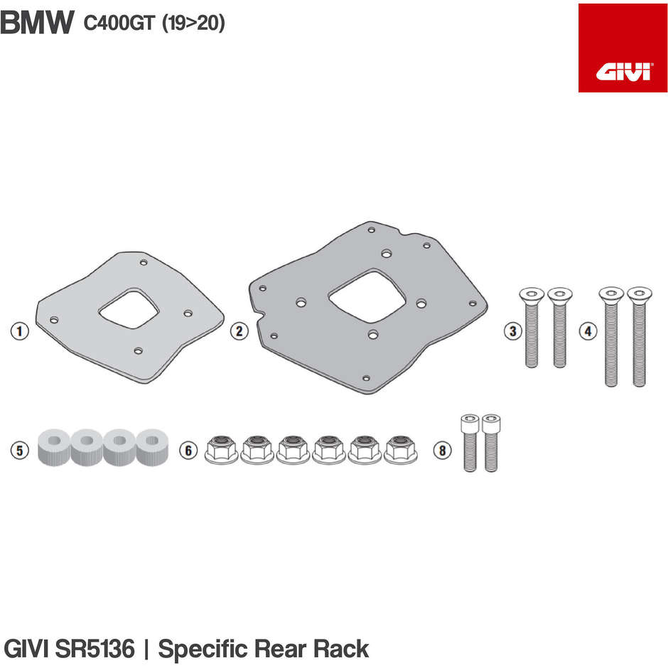 Givi Sr5136 Fixation Arrière pour Top Case Monokey ou Monolock Spécifique pour BMW C400 gt