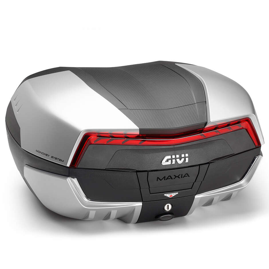 Givi V58 MAXIA 5 TECH Monokey Top Case Moto Gris Rouge Réflecteur