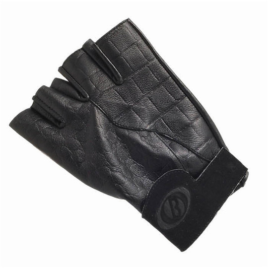 Gloves Half Finger Vintage Baruffaldi Demi Crocco Leather Black