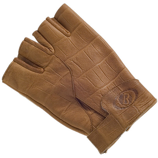 Gloves Half Finger Vintage Baruffaldi Demi Crocco Leather Leather