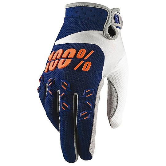 Gloves Kid Moto Cross Enduro 100% Airmatic Navy Orange