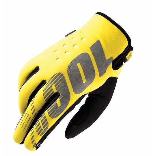 Gloves Kid Moto Cross Enduro 100% Brisker Fluorescent Yellow