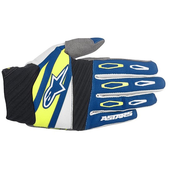 Gloves Moto Cross Enduro Alpinestars Techstar Factory Gloves 2016 White Yellow Fluo