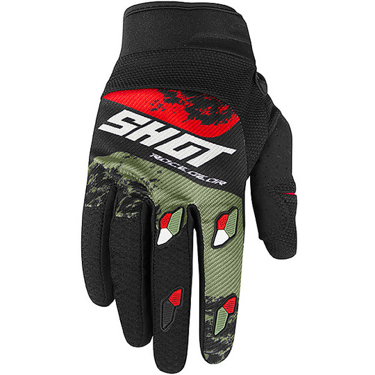Gloves Moto Cross Enduro Shot CONTACT SHADOW Khaki Red