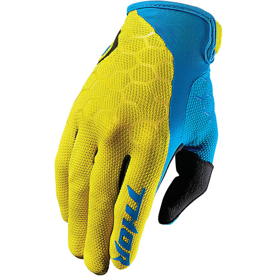 Gloves Moto Cross Enduro thor Draf Indy Yellow Blue