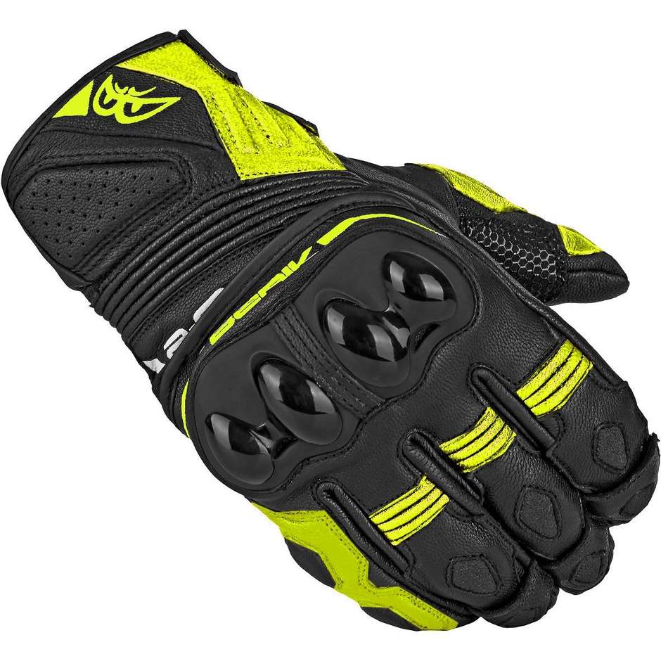Gloves Moto Leather Berik 2.0 10509 Sprint Black Yellow Fluo