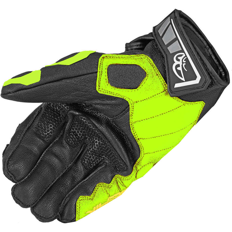 Gloves Moto Leather Berik 2.0 10509 Sprint Black Yellow Fluo