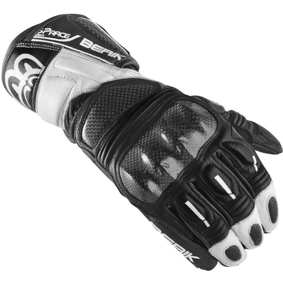 Gloves Moto Racing Leather Berik 2.0 195102 Black White