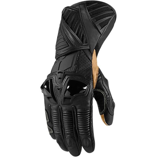 Gloves Motorcycle Racing Leather Icon Hypersport Pro Long Stealth