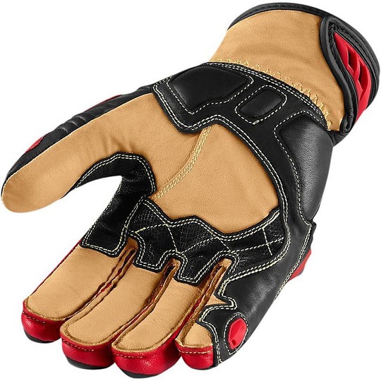 Gloves Motorcycle Racing Leather Icon Hypersport Short Red