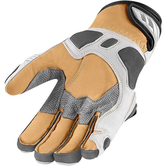 Gloves Motorcycle Racing Leather Icon Hypersport Short White