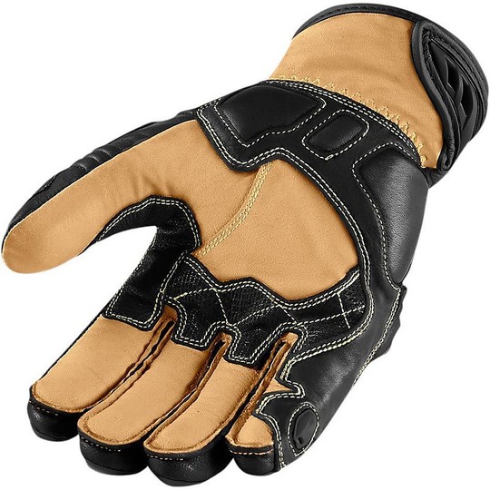 Gloves Motorcycle Racing Leather Icon Hypersport Stealth Short