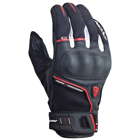 Gloves Summer Roadster Ixon Rs Leather Grip Black White Red